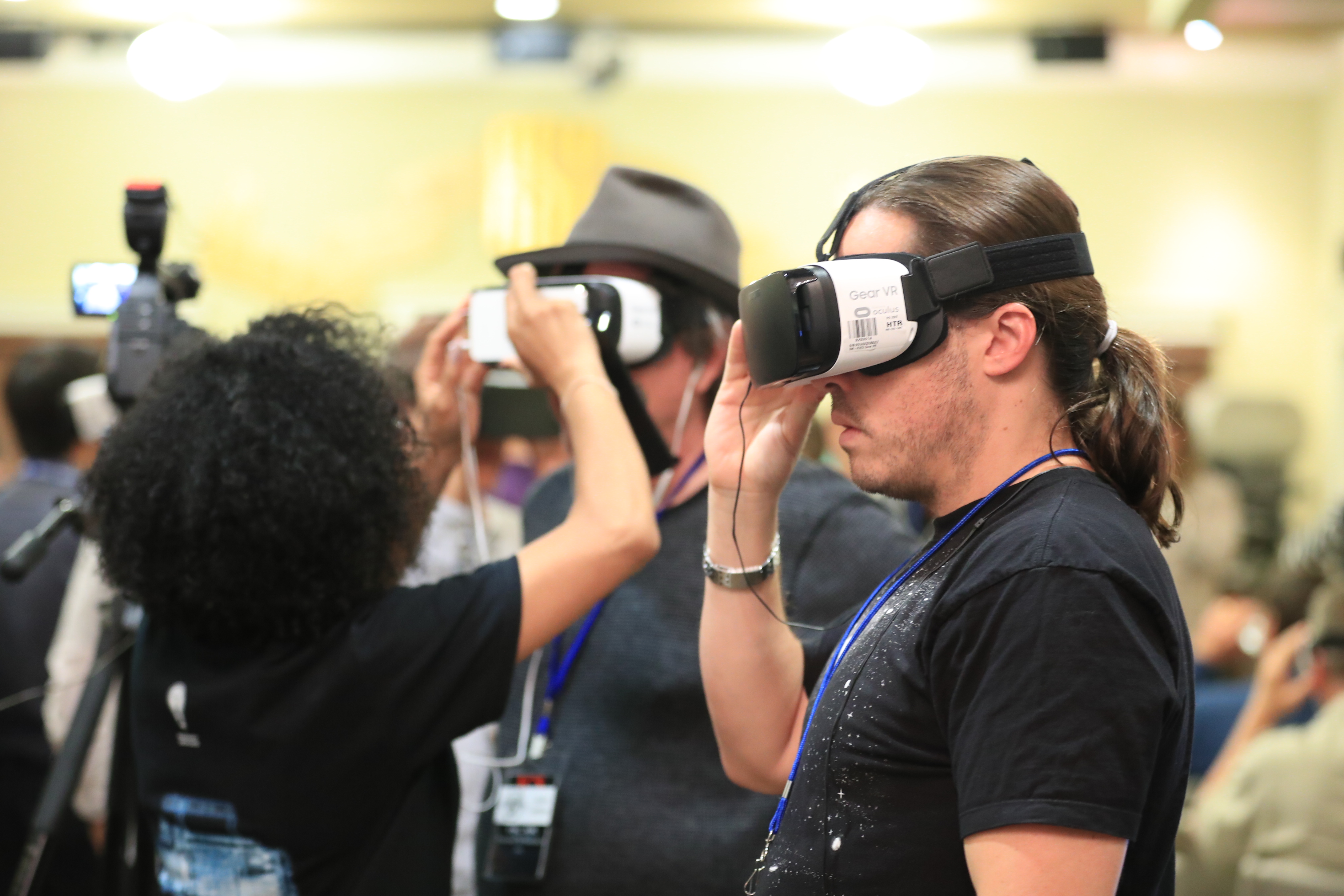 ICE participants experienced portions of the VR demo using Oculus Gear VR headsets. Photo by James Neihouse, ASC