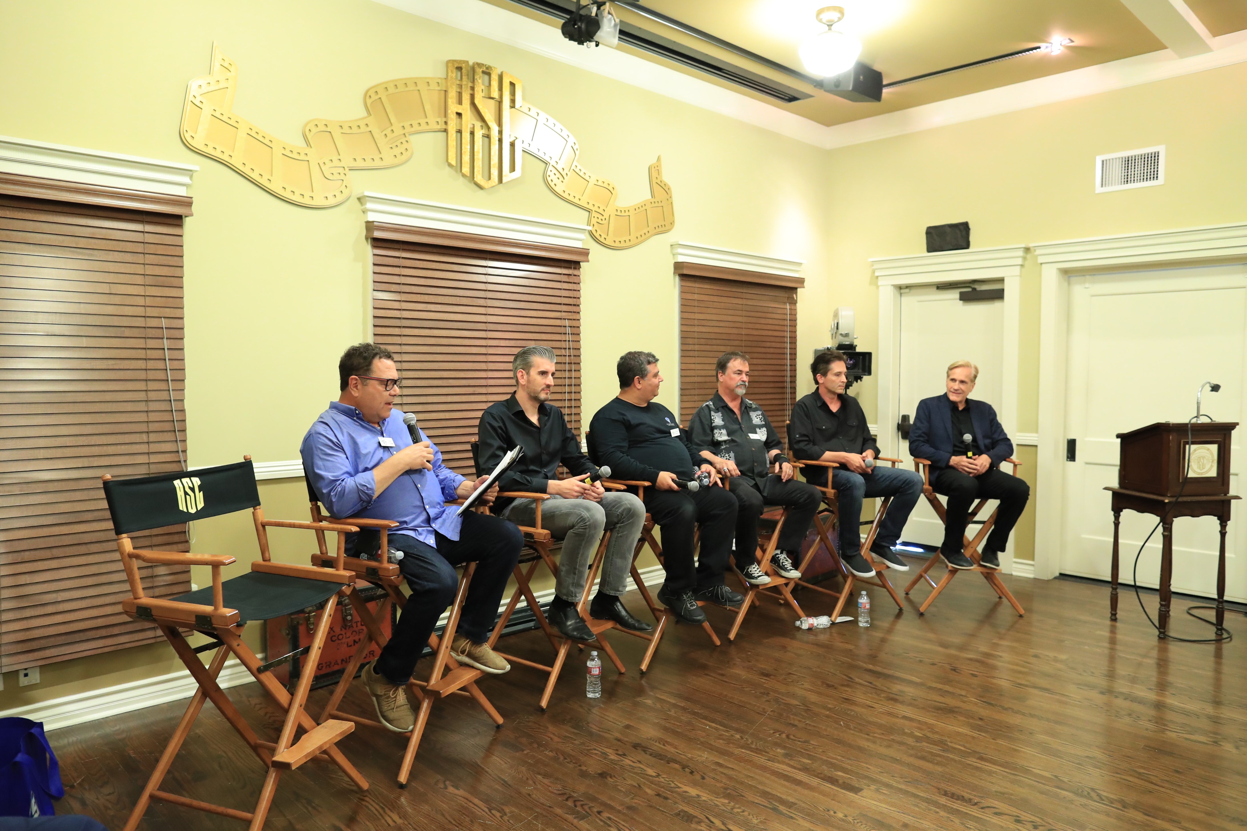 The panel discussing VR at the ASC Clubhouse was moderated by 3ality chief executive Steve Schklairand included David Stump, ASC; Virtual Reality Company chief executive Chris Edwards; director Randal Kleiser; Radiant Images co-founder Michael Mansouri; Sony Pictures Entertainment vice president of production technology Scott Barbour; and Virtual Reality Company founder/vfx artist Rob Stromberg. Photo by James Neihouse, ASC
