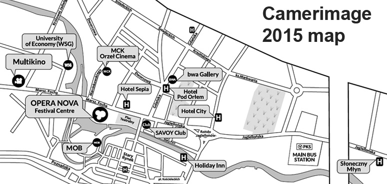 Map of Bydgoszcz with Camerimage 2015 venues