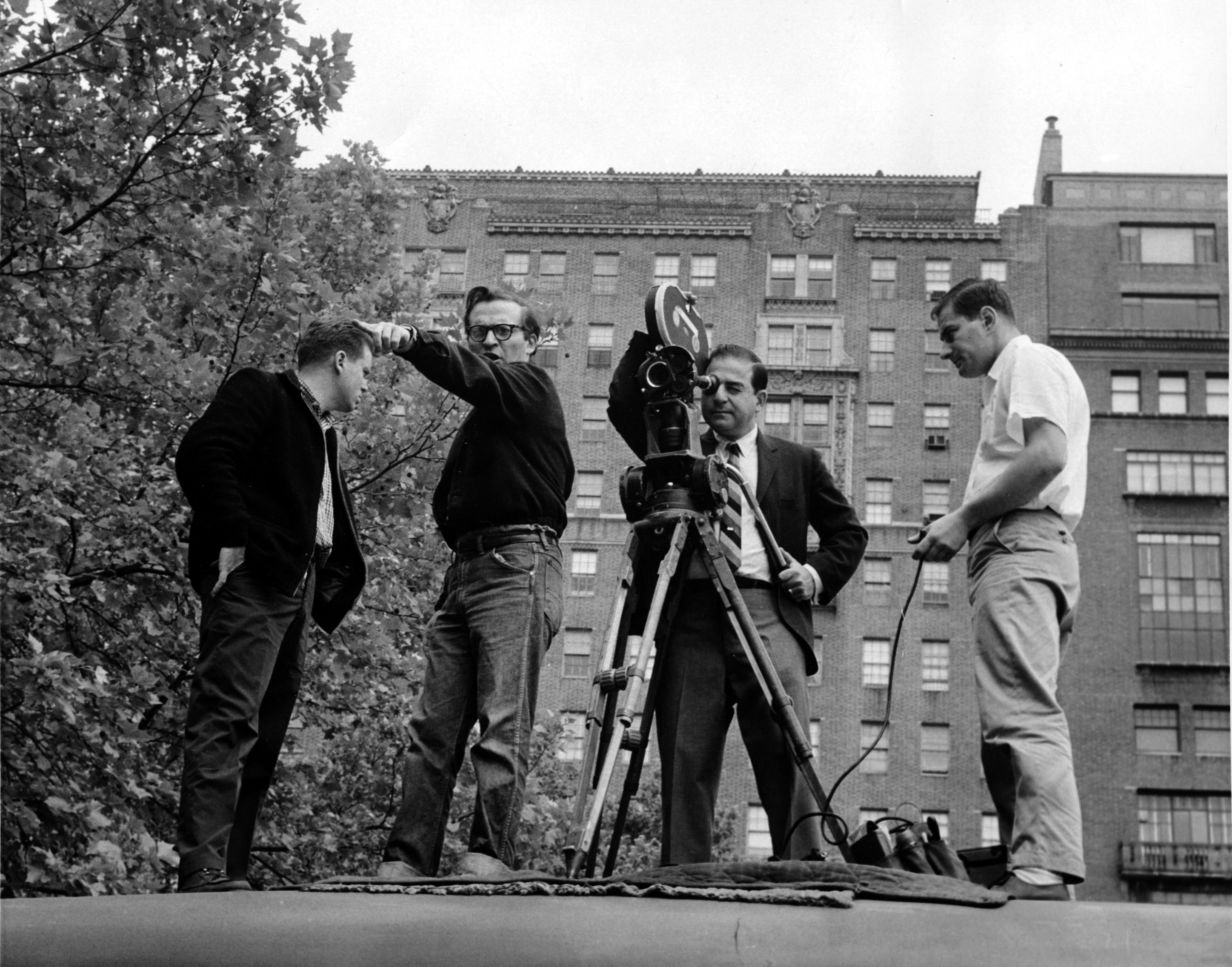 Director Sidney Lumet makes a point while Hirschfeld checks his frame during the filming the Cold War drama Fail Safe (1964). At right is 1st AC Owen Roizman.
