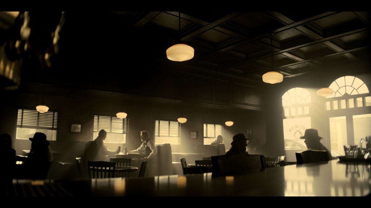 A color-timed still from Perpetual Grace, LTD.