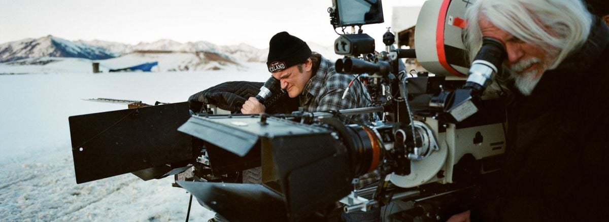 Quentin Tarantino and Robert Richardson, ASC on location shooting The Hateful Eight.