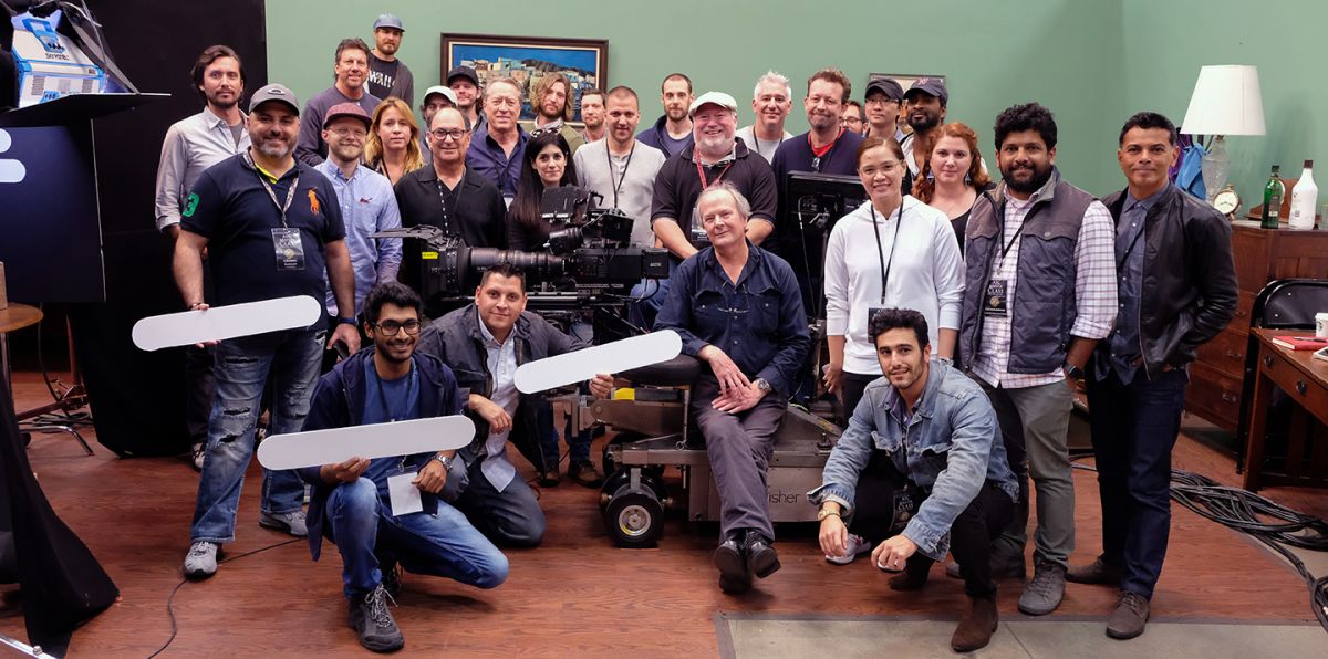 David Darby, ASC (seated on dolly) poses with his class at the Mole Stage.