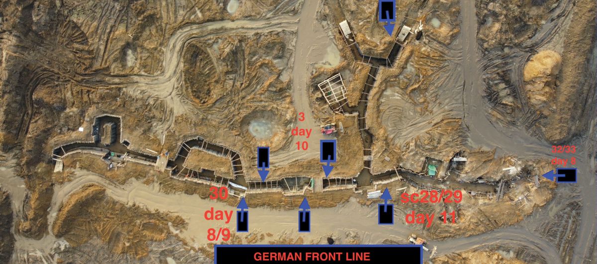 A bird’s-eye view of the trenches constructed at the air base.