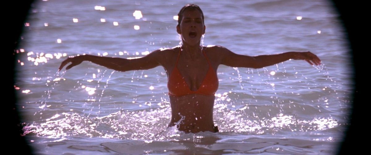 Jinx is introduced in a scene reminiscent of Ursula Andress as Honey Rider in Dr. No