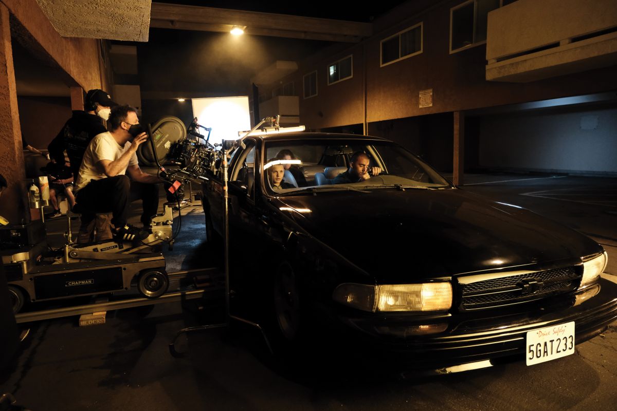 Rév captures a car scene involving drug dealers Fezco (Angus Cloud, at wheel) and Ashtray (Javon Walton).