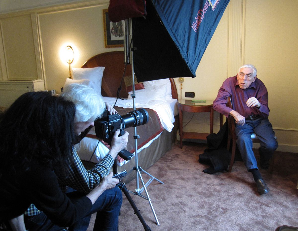 Kirkland sets his frame for a shot of legendary French cinematographer Raoul Coutard in 2010.