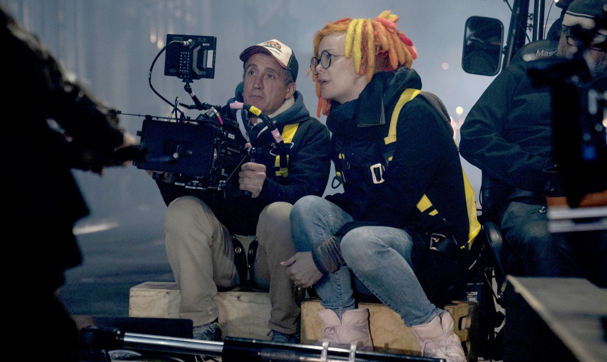 Massaccesi and director Lana Wachowski at work. 