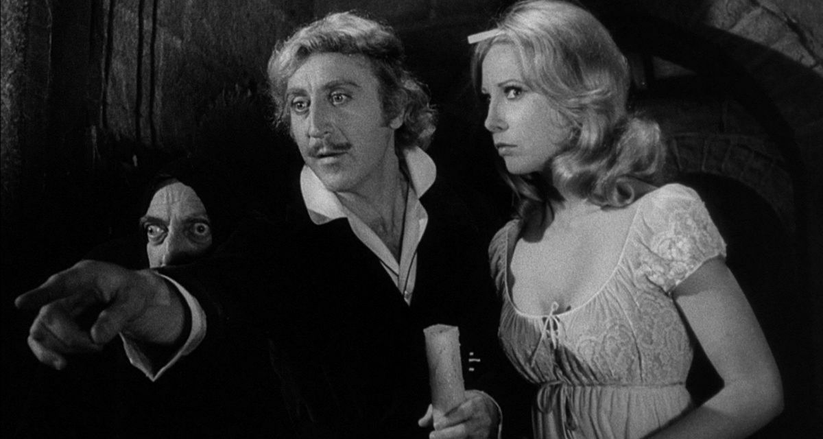 Actors Marty Feldman, Wilder, and Teri Garr play Igor, Frankenstein, and Inga, respectively. 